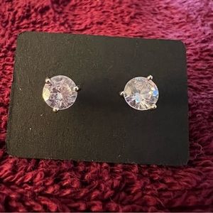 STERLING SILVER STUD EARRINGS AND CUBIC ZIRCONIA